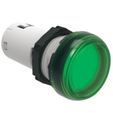 LPMLM3 Моноблочный светодиодный индикатор, d=22 мм, постоянное свечение, 230VAC, Т= -25...+70 C, IP66, IP67, IP69K с передней; IP20 с задней стороны, Цвет зеленый