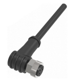 QE8-N4G2 Разъём угловой M8, 4-pin, мама (гнездо), медно-никелевый сплав + PVC, кабель 4-жильный, Imax-4A, 60VAC/DC, длина 2 м