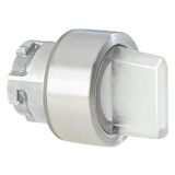 8LM2TSL1338 Переключатель с подсветкой, в металлическом корпусе с короткой ручкой (без крепежного основания ..AU120), 3 положения: слева - с фиксацией, справа без фиксации 1-0<2, цвет, белый
