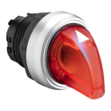 LPCSL1334Пластиковый переключатель с подсветкой, с короткой ручкой, d=22 мм, (без крепежного основания ..AU120), 3 положения: слева - с фиксацией, справа без фиксации 1-0<2, цвет красный