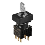S16KRT-4BK2C 2(S-0-S)/L+R/2C Селекторный переключатель с ключом, прямоугольный, 16 мм