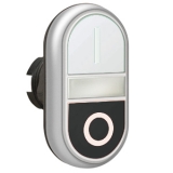 LPCBL7124 Двойная кнопка нажатия с белой подсветкой, цвет белый/черный, символ "I-O"