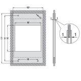 PMVFX00 Переходник для установки в уже имеющееся отверстие, состоящий из двух пластин RAL 7035 для отверстия 154x102,5 мм и крепежных винтов