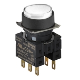 S16PR-E1W2C WHITE/2C Кнопочный выключатель, круглый, 16 мм