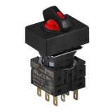 S16SRT-L4R2C12 RED/2(S-0-S)/2C/LED 12V Селекторный переключатель, прямоугольный, 16 мм
