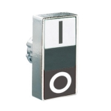 8LM2TB7124 Толкатель двойной кнопки нажатия, в металлическом корпусе, без фиксации, утапливаемые кнопки, (без крепежного основания ..AU120), цвет кнопок: белый/черный, с символами I-O