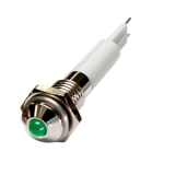 M06R-24G LED-индикатор, монтаж на панель под d=6мм, зелёный, выступающая головка (хромированная латунь), питание 24VDC, IP60