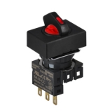 S16SRT-L4RC12 RED/2(S-0-S)/1C/LED 12V Селекторный переключатель, прямоугольный, 16 мм