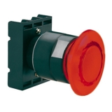 8 LP2T BL6244 Толкатель грибовидной кнопки d=40 мм в металлическом корпусе, с возможностью установки подсветки, с фиксацией, возврат оттягиванием, (в комплекте с крепежным основанием ..AU120), цвет красный