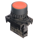 S2PR-P1R, Кнопки нажатия круглая без подсветки, выступающий тип, диаметр 22/25мм, цвет красный, (без блоков контактов)