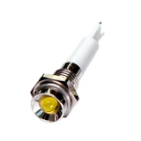 M06P-24Y LED-индикатор, монтаж на панель под d=6мм, жёлтый, утопленная головка (хромированная латунь), питание 24VDC, IP60