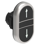 LPCB7191 Толкатель кнопок нажатия с двумя плоскими, утапливаемыми кнопками без фиксации, цвета черный-черный с символами стрелки вверх-вниз, (без крепежного основания LPXAU 120)