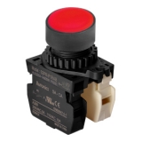 S2PR-P1RAB, Кнопки нажатия круглая без подсветки, выступающий тип, диаметр 22/25мм, цвет красный, 1НО+1НЗ