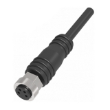 QE8-N4F5 Разъём прямой M8, 4-pin, мама (гнездо), медно-никелевый сплав + PVC, кабель 4-жильный, Imax-4A, 60VAC/DC, длина 5 м