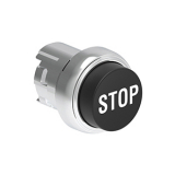 LPSB2132 Нажимная кнопка Platinum диаметром 22 мм, выступающая, без фиксации, с пружинным возвратом, символ STOP, цвет черный, (без крепежного основания LPXAU 120M)