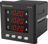 S3I74 5А 220ВУ Амперметр 3-х фазный, тип индикатора - LED, Без упр. Выходов - только индикатор, питание АС/DC 80-270В, размеры лицевой панели 74x74 мм, вырез в щите 67x67 мм, IP64, Tемп. работы -40..+70C