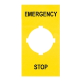 LPXAU110 Самоклеющаяся пластина EMERGENCY/STOP, размер 34.5x65 мм для грибовидных авариных кнопок: LPCB66…;LPCBL66…;LPSB66...;LPSBL66...