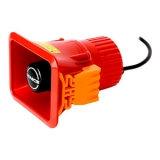 MSP-LPM-02(R) 12VDC Электронная рупорная сирена, монтаж в панель, размер 110 мм х 88 мм х 135 мм, питание 24VDC, звуковое давление 100 + 5 дБ, IP65, цвет красный