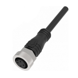QE12-N4F2 Разъём прямой с кабелем. разъём: M12, 4-pin, мама (гнездо), медно-никелевый сплав + PVC, А-кодирование, Imax-4A, 250VAC/DC; Кабель: 4-жильный, длина 2 м