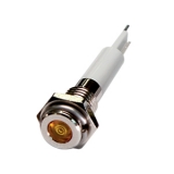 H06F-03Y LED-индикатор повышенной яркости, монтаж на панель под d=6мм, жёлтый, плоская головка (хромированная латунь), питание 3VDC, IP60