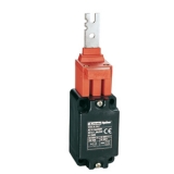 TL21010 Пластмассовый концевой выключатель, нажимной толкатель, 1НО+1НЗ, без кнопки переуставки, тип ключа - прямой.