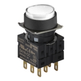 S16PR-E1W3C WHITE/3C Кнопочный выключатель, круглый, 16 мм