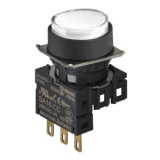 S16PR-E4WC12 WHITE/1C/LED 12V Кнопочный выключатель, круглый, 16 мм