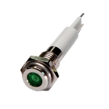 H06F-24G LED-индикатор повышенной яркости, монтаж на панель под d=6мм, зелёный, плоская головка (хромированная латунь), питание 24VDC, IP60