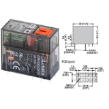 HR502CA230 МИНИАТЮРНОЕ РЕЛЕ 2ПЕРЕКИДНОЙ КОНТАКТ 8A 230VAC + СВЕТОДИОД + тестовая кнопка