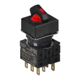 S16SRS-L3R2C5 RED/2(R-0-R)/2C/LED 5V Селекторный переключатель, квадратный, 16 мм