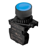 S2PR-P1BA, Кнопка нажатия круглая без подсветки, выступающий тип, диаметр 22/25мм, цвет синий, 1НО