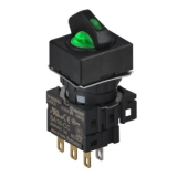 S16SRS-L2GC5 GREEN/2(0-S)/1C/LED 5V Селекторный переключатель, квадратный, 16 мм