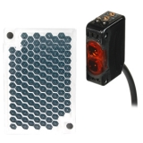 BJ3M-PDT Фотодатчик компактный,  (MS-2A рефлектор в комплекте), отражение от рефлектора с поляризацией, красный 660 нм, размер датчика 10,6 x32x20 мм, выход NPN, на свет/на затемнение, регул. Чувствит, питание 12-24VDC, IP65, кабель 2 м