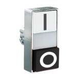 8LM2TBL7224 Толкатель двойной кнопки нажатия с возможностью установки подсветки, в металлическом корпусе, без фиксации, с 1 выст. и 1 утапл. кнопками, (без крепеж.основания ..AU120), цвет кнопок: белый/красный, символы "I" и "O"