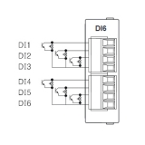 KRN100-CARD KRN-DI6 Плата цифрового входа, бесконтактный вход (вкл: не более 1В, выкл: не более 0,1мА), контакный вход (вкл: не более 1кОм, выкл.: 100кОм)