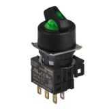 S16SR-L4GC24 GREEN/2(S-0-S)/1C/LED 24V Селекторный переключатель, круглый, 16 мм