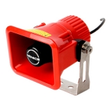 MSP-LBM-02(R) 12VDC Электронная рупорная сирена, для монтажа на крепление, размер 110 мм х 88 мм х 135 мм, питание 24VDC, звуковое давление 100 + 5 дБ, IP65, цвет красный