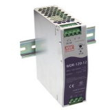 WDR-120-24 Блок питания AC-DC на DIN-рейку 120Вт, выход 24В/0:5A, рег. вых=24:29В, вход 180:550V AC, 47:63Гц /254:780V DC, изоляция 3000В AC, в кожухе 40х125.2х113,5мм, -25:+70°С, Mean Well