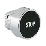 8LM2TB1132 Толкатель кнопки в металлическом корпусе, утапливаемый, без фиксации, (без крепежного основания ..AU120), цвет черный, с символом "STOP"