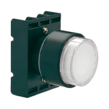 8 LP2T BL208 Толкатель кнопки в пластиковом корпусе, выступающий тип, с возможностью установки подсветки, без фиксации, (в комплекте с крепежным основанием ..AU120), цвет белый