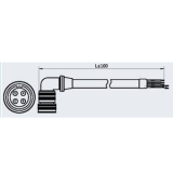 VM250-L050-MN кабель двигателей 2.9-5.5кВт ( мотор UVW), без тормоза, фланец 180 мм (угловой), 5 м