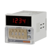 FS4-1P4 Счетчик (прямой и обратный счёт), механич. уставка, и 8 конт. штекер. Индикатор 4 цифры, размер 48x48x85 мм, питание 100-240 VAC, вход NPN (без напряжения), Одна уставка, выход Реле 1НО 250В 3А