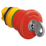 LPCB6844R458A Толкатель кнопки грибовидной для аварийного останова, с фиксацией, возврат ключом (R458A), d=40 мм, (без крепежного основания ..AU120), цвет красный