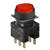 S16PR-E4R2C5 RED/2C/LED 5V Кнопочный выключатель, круглый, 16 мм