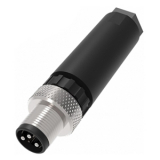 QE8-W3F разъём прямой M8, 4-pin, папа (штекер, вилка), медно-никелевый сплав + PVC; Imax-4A, 60VAC/DC, IP67, под кабель 4…5мм, -40˚С…85˚С