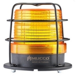 SNT-915-B-KFS-3 Сигнальный маяк 90 мм, цилиндрический корпус, монтаж на поверхность, 5 режимов свечения, Жёлтый, 12-24V AC/DC, IP65. Зуммер