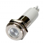 H12F-24W LED-индикатор повышенной яркости, монтаж на панель под d=12мм, белый, плоская головка (хромированная латунь), питание 24VDC, IP60