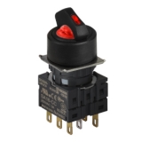 S16SR-S6R2C RED/3(R-0-S)/2C Селекторный переключатель, круглый, позиция: 16 мм, без подсветки, рабочее положение: позиционный, пружинный самовозврат из левого положения, красный, блок контактов: контакт С:2