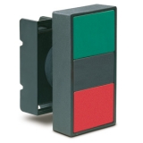 8 LM2T B7113 Толкатель двойной кнопки нажатия, в металлическом корпусе, без фиксации, утапливаемые кнопки, (без крепежного основания ..AU120), цвет кнопок: зеленый/красный