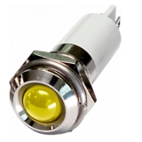 M10R-20Y LED-индикатор, монтаж на панель под d=10мм, жёлтый, выступающая головка (хромированная латунь), питание 220VAC, IP60